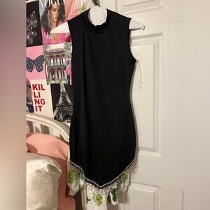 Black Dress with Fringe Rhinestones